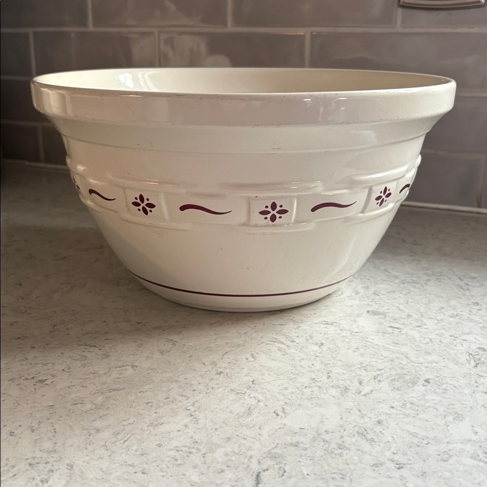 Longaberger XL 12”  Pottery Woven Traditions Red nesting mixing bowl